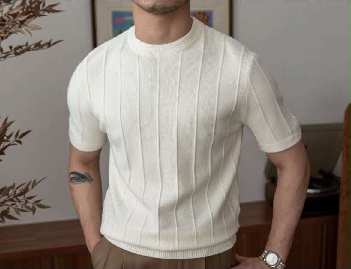 T-Shirt in Maglia a Coste