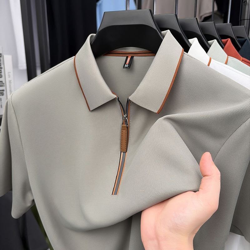 Wobby T-Shirt Polo Premium con Zip e Dettagli a Contrasto