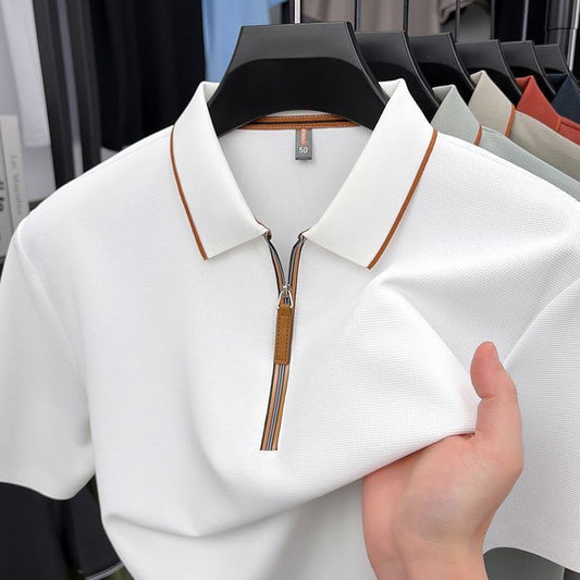 Wobby T-Shirt Polo Premium con Zip e Dettagli a Contrasto