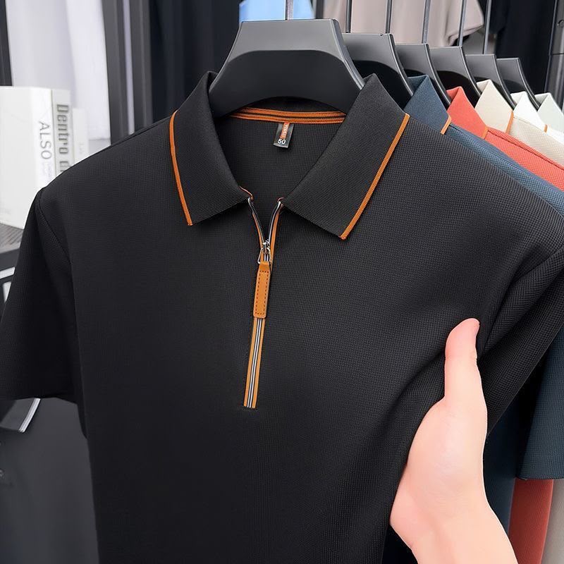 Wobby T-Shirt Polo Premium con Zip e Dettagli a Contrasto